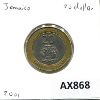 20 DOLLAR 2001 JAMAÏQUE JAMAICA BIMETALLIC Pièce #AX868.F - Jamaique