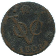 1803 HOLLAND VOC DUIT INDES ORIENTALES NÉERLANDAISES NEW YORK COLONIAL PENNY #AE838.27.F - Indes Néerlandaises