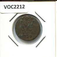 1734 HOLLAND VOC DUIT INDES NÉERLANDAIS NETHERLANDS NEW YORK COLONIAL PENNY #VOC2212.7.F - Indes Néerlandaises