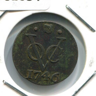 1746 UTRECHT VOC DUIT INDES NÉERLANDAIS NETHERLANDS NEW YORK COLONIAL PENNY #VOC1684.10.F - Dutch East Indies