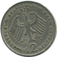 2 DM 1972 J K.ADENAUER WEST & UNIFIED GERMANY Coin #AG268.3.U - 2 Marcos