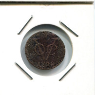 1748 HOLLAND VOC DUIT NETHERLANDS INDIES NEW YORK COLONIAL PENNY #VOC2615.7.U - Niederländisch-Indien