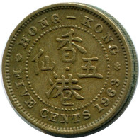 5 CENTS 1963 HONG KONG Coin #AY589.U - Hong Kong