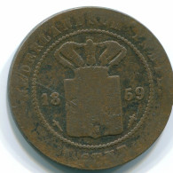 1 CENT 1859 NETHERLANDS EAST INDIES INDONESIA Copper Colonial Coin #S10050.U - Niederländisch-Indien