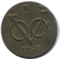 1780 WEST FRIESLAND VOC DUIT NETHERLANDS EAST INDIA COLONIAL PENNY #AE815.27.U - Dutch East Indies