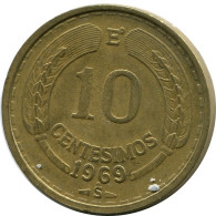 10 CENTESIMOS 1969 CHILE XF Münze #M10193.D - Chili