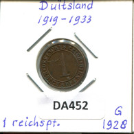 1 RENTENPFENNIG 1928 G DEUTSCHLAND Münze GERMANY #DA452.2.D - 1 Renten- & 1 Reichspfennig