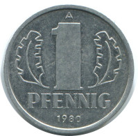 1 PFENNIG 1980 A DDR EAST DEUTSCHLAND Münze GERMANY #AE053.D - 1 Pfennig