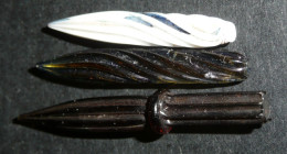 Lot De 3 Anciennes Plumes En Verre - Plumas