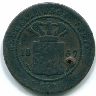 1 CENT 1857 NIEDERLANDE OSTINDIEN INDONESISCH Copper Koloniale Münze #S10034.D - Indes Néerlandaises