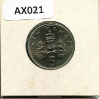 5 PENCE 1977 UK GROßBRITANNIEN GREAT BRITAIN Münze #AX021.D - 5 Pence & 5 New Pence