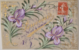 FANTAISIES - CARTE PORCELAINE  - Fleur Violette - Souvenir - Carte Postale Ancienne - Altri & Non Classificati