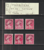 59 De 1922-47 - 6 Timbres Préoblitérés - Type SEMEUSE Fond Plein - 30c. Rose - (191) - 2 Scannes - 1893-1947