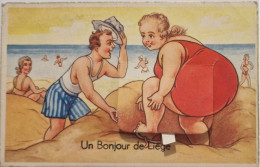 FANTAISIES - CARTE SYSTEMES - Un Bonjour De Liége - Carte Postale Ancienne - Dreh- Und Zugkarten