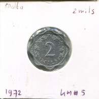 2 MILS 1972 MALTA Münze #AR691.D - Malta