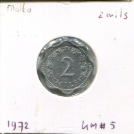 2 MILS 1972 MALTA Münze #AR691.D - Malte