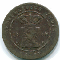 1 CENT 1856 NIEDERLANDE OSTINDIEN INDONESISCH Copper Koloniale Münze #S10020.D - Dutch East Indies