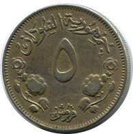 5 QIRSH 1956 SUDAN Münze #AR030.D - Sudan