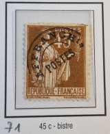 TIMBRE France PREOBLITERE N° 71 - 45 C Bistre Sans Gomme " ETAT " - Yvert & Tellier 2003 Coté 2.45  € - 1893-1947