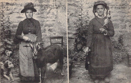 FOLKLORE - Types Auvergnats - Une Fileuse Et Une Bergère - Carte Postale Ancienne - Costumes