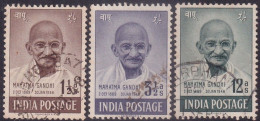 India 1948 First Anniv. Of Independence ,1½A Brown, 3½A Violet,12A Greyish Green,Mahatma Gandhi,3v Used (**) Inde Indien - Usados