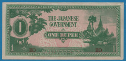 MYANMAR The Japanese Government 1 RUPEE ND (1942) # BD P# 14b - Myanmar