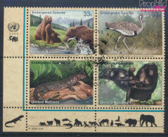 UNO - New York 831-834 Viererblock (kompl.Ausg.) Gestempelt 2000 Gefährdete Tiere (10064421 - Used Stamps