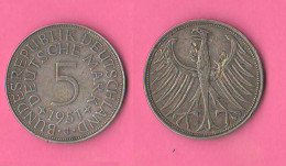 Germany 5 Mark 1951 J Hamburg Mint Deutsche Mark - 5 Mark