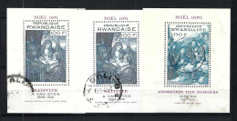 RWANDA 1970-71: 3 Blocs "Nativité" Obl. PJ - Gebraucht