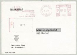 Schweiz / Helvetia 1995, Brief Einschreiben Freistempel / EMA / Meterstamp Lausanne - Allschwil, Wappen Waadt / Vaud - Affranchissements Mécaniques