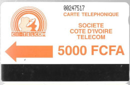 CARTE MAGNETIQUE-COTE IVOIRE-AUTELCA-5000 FCFA-ORANGE-V° Adresse Operateur Sur 2 Lignes-TBE-RARE - Costa De Marfil