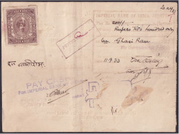 British India 1933 Marwar State, Jodhpur Cheques Of Imperial Bank Of India With Marwar State 1a Revenue (**) Inde Indien - Cheques & Traveler's Cheques