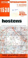 I.G.N. - Carte Topographique - 1:50000 - 1538 - HOSTENS - 1983, édition 2 - Cartes Topographiques