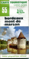 IGN - Carte Touristique - 1:100000 - 55 - BORDEAUX - MONT DE MARSAN - 1977, édition 2 - Cartes Topographiques