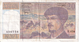 BILLETE DE FRANCIA DE 20 FRANCS DEL AÑO 1997 SERIE U.054   (BANKNOTE) CLAUDE DEBUSSY - 20 F 1980-1997 ''Debussy''