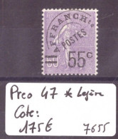 FRANCE - No Yvert PREOS 47 * ( AVEC CHARNIERE LEGERE )   - COTE: 175 CHF  à 10% DE LA COTE!!! - 1893-1947