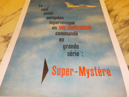 ANCIENNE PUBLICITE AVION EUROPEEN SUPERSONIQUE SUPER MYSTERE 1955 - Werbung