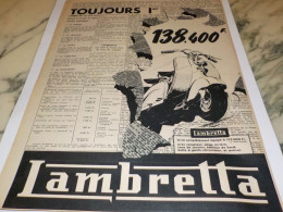 ANCIENNE PUBLICITE TOUJOURS 1 ER SCOOTER LAMBRETTA 1955 - Moto