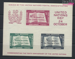 UNO - New York Block1II (kompl.Ausg.) Type II Postfrisch 1955 10 Jahre UNO (10049427 - Nuevos