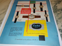 ANCIENNE PUBLICITE MONTRE SUISSE  ESKA 1954 - Autres & Non Classés