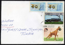 Cuba, 22/04/1992 Cover Used To Türkiye | Arrival Postmark: "14/5/92 Eşrefpaşa, Izmir" | Locomotive, Railway, Dog - Covers & Documents