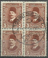 EGS05403 Egypt 1935 Port Said CDS Definitive 5m Brown King Fouad Block Of 4 / VF Used - Blocks & Sheetlets