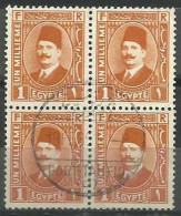 EGS05418 Egypt 1934 Port Said CDS Definitive 1m Orange King Fouad Block Of 4 / VF Used - Blocks & Sheetlets