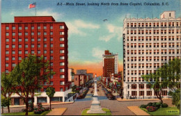 South Carolina Main Street Looking North From State Capitol Curteich - Columbia