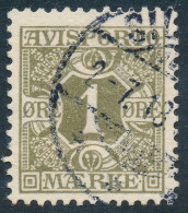 Denmark Danemark Danmark 1907: 1ø Olive Newspapers, INVERTED Wmk, F-VF Used, AFA Avis1-vm (DCDK00357) - Oblitérés