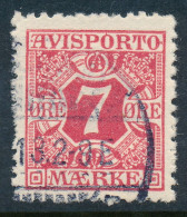 Denmark Danemark Danmark 1907: 7ø Red Newspapers, INVERTED Wmk, F-VF Used, AFA Avis3-vm (DCDK00358) - Oblitérés