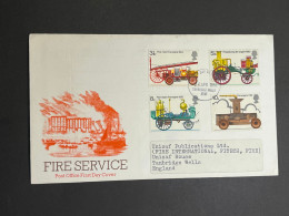 (1 Q 19) UK FDC - 1974 - Fire Services - 1971-1980 Decimal Issues