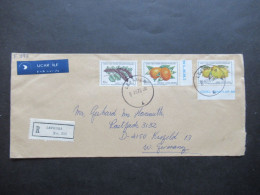 Zypern / Cyprus Kibris Türk 1976 Motivmarken Früchte Per Luftpost Einschreiben Lefkosa - Krefeld - Brieven En Documenten