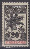 HAUT-SENEGAL & NIGER : PALMIER 20c NOIR N° 7 NEUF * GOMME INFIME TRACE DE CHARNIERE - Unused Stamps