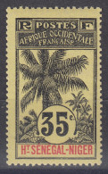 HAUT-SENEGAL & NIGER : PALMIER 35c NOIR N° 10 NEUF * GOMME AVEC TRACE CHARNIERE - Unused Stamps